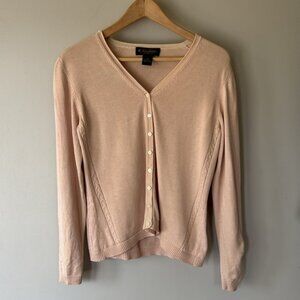 Brooks Brothers Silk Cotton Blend Dusty Pink Cardigan Women’s Size Medium